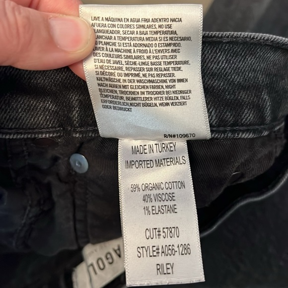 AGOLDE RILEY STRAIGHT LEG CROPPED HIGH RISE RAW HEM BLACK JEANS 26 - Picture 12 of 16